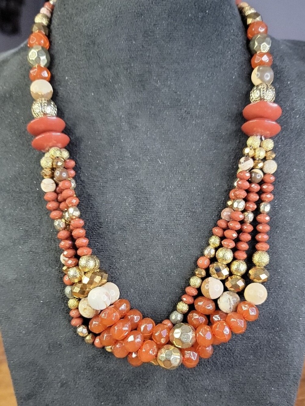 Vintage Multi-Strand Faceted Statement Necklace - Picture 6 of 6